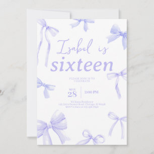 Purple Bow Birthday Invitation