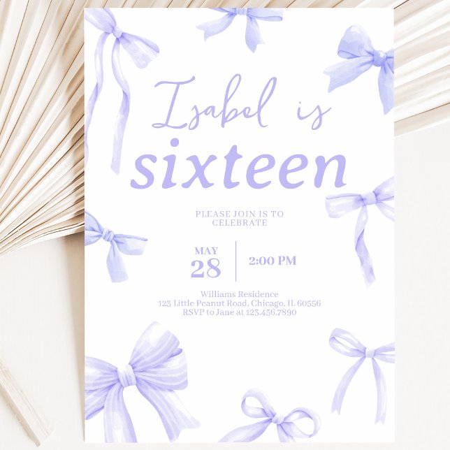 Purple Bow Birthday Invitation (Creator Uploaded)