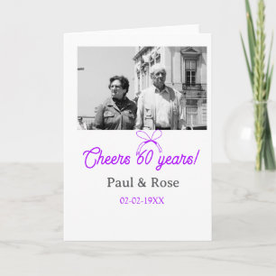 Purple bow cheers to 60 years anniversary wedding  card