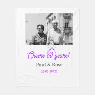 Purple bow cheers to 60 years anniversary wedding fleece blanket