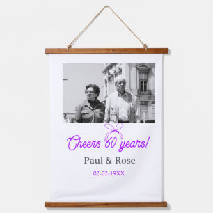 Purple bow cheers to 60 years anniversary wedding  hanging tapestry