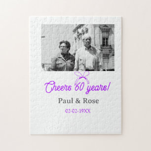 Purple bow cheers to 60 years anniversary wedding  jigsaw puzzle