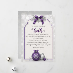 Purple Bow Christmas Decking The New Halls Moving Holiday Card