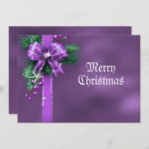 Purple Bow Christmas Holiday Card