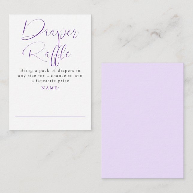 Purple Bow Diaper Raffle Ticket Cards (Front/Back)