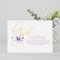 Purple Bow Elegant Modern Girl Baby Shower