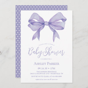Purple Bow Girl Baby Shower Invitation