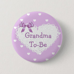 Purple Bow Grandma to be Baby Shower Button