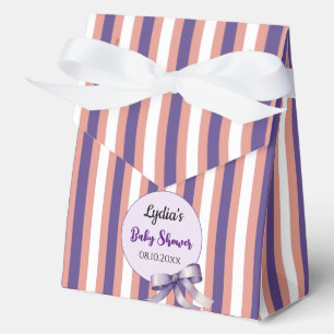 Purple Bow Lines Modern Baby Shower Favor Box