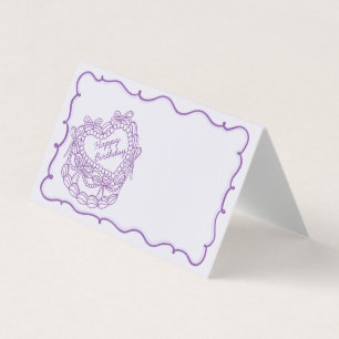 Purple Bow Retro Coquette Cake Birthday Place Card
