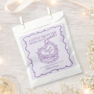 Purple Bow Retro Heart Coquette Cake Bridal Shower Favour Bag