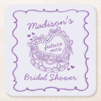 Purple Bow Retro Heart Coquette Cake Bridal Shower