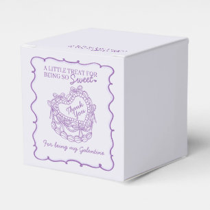 Purple Bow Retro Heart Coquette Cake Galentines Favor Box