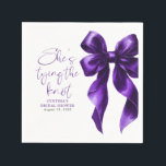 Purple Bow She's Tying the Knot Bridal Shower Napkin<br><div class="desc">When it comes to creating a memorable bridal shower, it’s all about the little details that bring the whole celebration together. These “She’s Tying the Knot” dark purple bow napkins are just the perfect touch to add that graceful flair to your event. Featuring a delicate plum purple ribbon, they strike...</div>