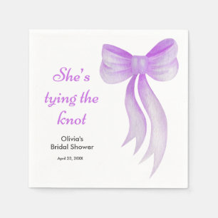 Purple Bow She's Tying the Knot Bridal Shower  Napkin