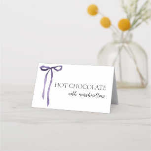 Purple Bow Tying Knot Bridal Shower Buffet Food Place Card