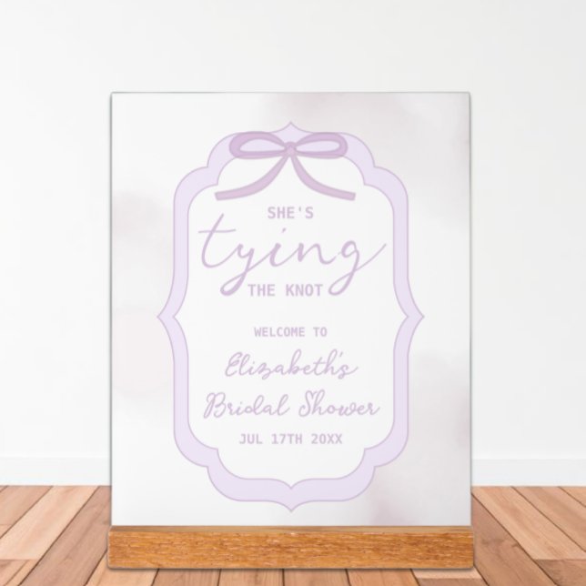 Purple Bow Watercolor Bridal Shower Acrylic Sign (Creator Uploaded)