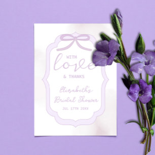 Purple Bow Watercolor Bridal Shower Thank You Card