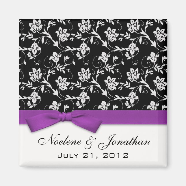Purple Bow Wedding Flower Magnet (Front)
