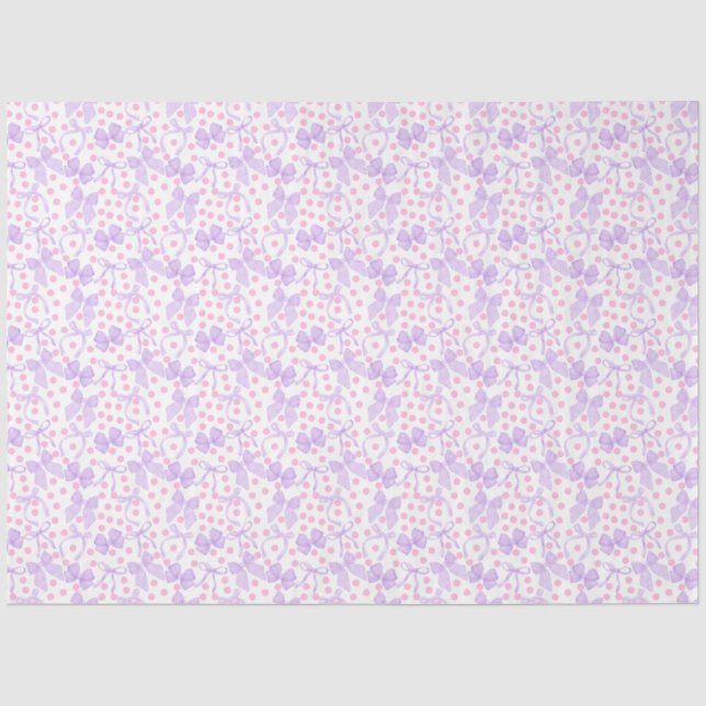 Purple Bows with Pink Dots Tissue Paper (Front)