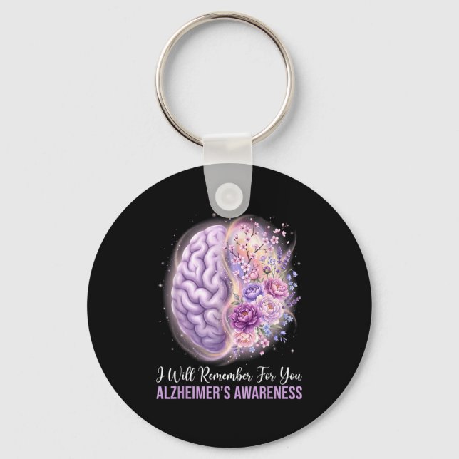 Purple brain will remember for alzheimer’s keychain (Front)