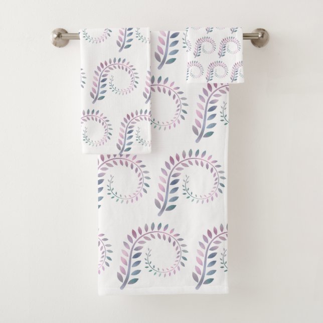 PURPLE BRANCH BATHROOM TOWEL SET  (Insitu)