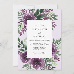 Purple Breathtaking Botanical Wedding Invitation