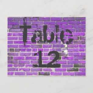 Purple Brick Graffiti Reception Table Numbers Postcard