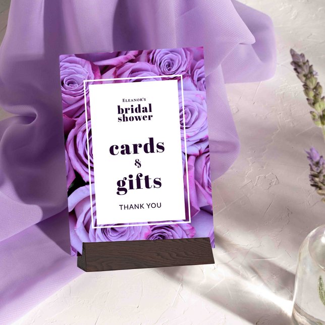Purple Bridal Shower Cards and Gifts Tabletop Card (Creator Uploaded)