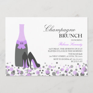 Purple Bridal Shower Champagne Brunch Invite