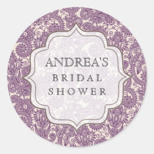 Purple Bridal Shower Dessert Table Tag Label