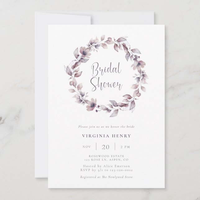 Purple Bridal Shower Invitation (Front)