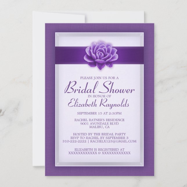 Purple Bridal Shower Invitations (Front)