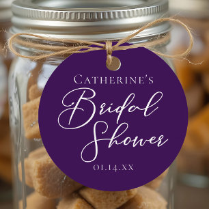 Purple Bridal Shower Personalized White Script Favour Tags