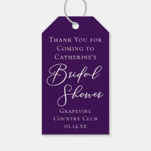 Purple Bridal Shower Personalized White Script Gift Tags
