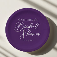 Purple Bridal Shower Personalized White Script