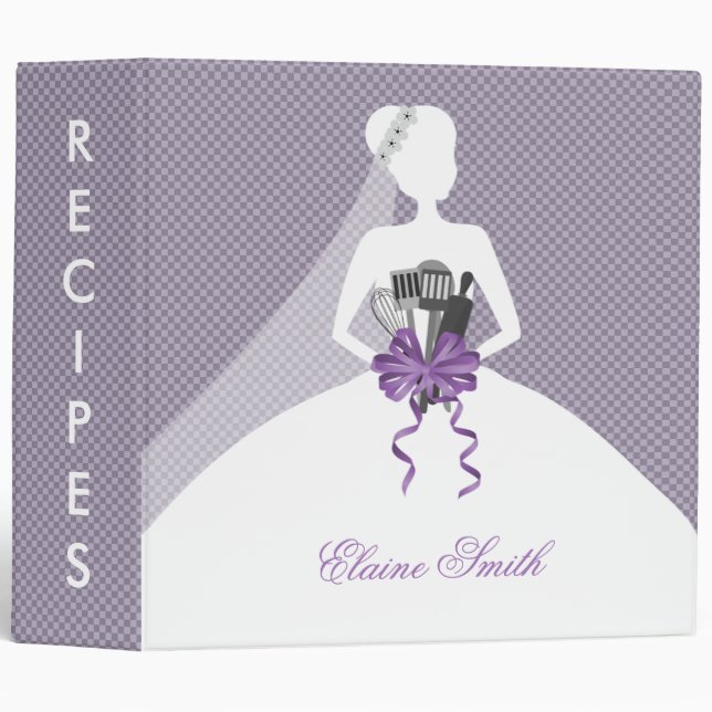 Purple Bridal shower Recipe Folder Binder (Front/Spine)