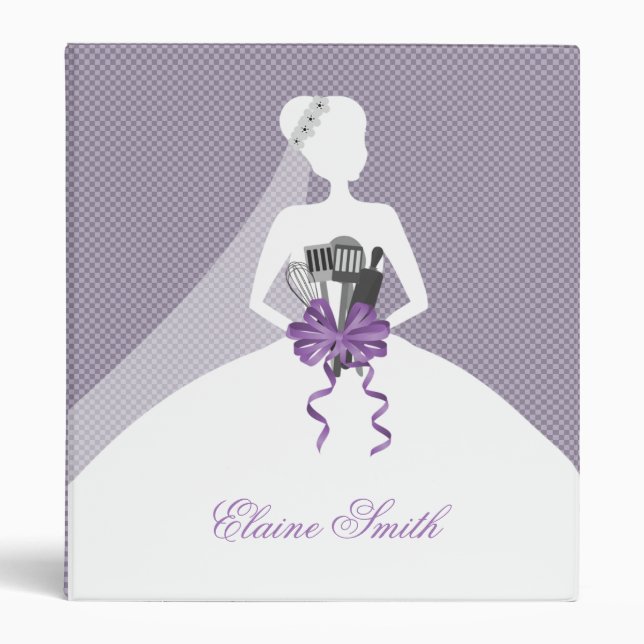 Purple Bridal shower Recipe Folder Binder (Front)