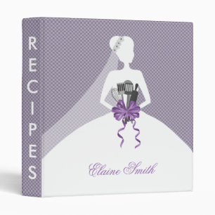 Purple Bridal shower Recipe Folder Binder