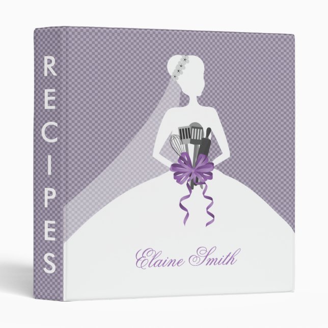 Purple Bridal shower Recipe Folder Binder (Front/Spine)