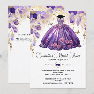 Purple bride to be floral flowers bridal shower invitation
