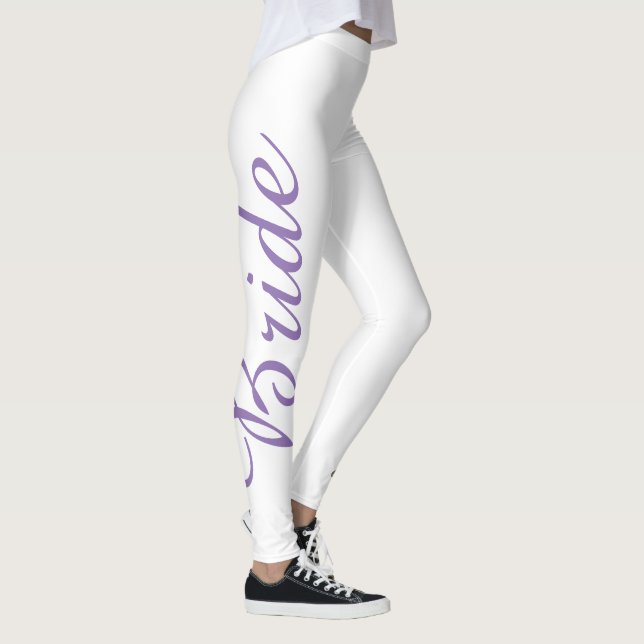 Purple BRIDE Wedding Cake Bridal Leggings (Right)