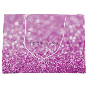 Purple Bright Pink White Glitter Favour Gift Bag