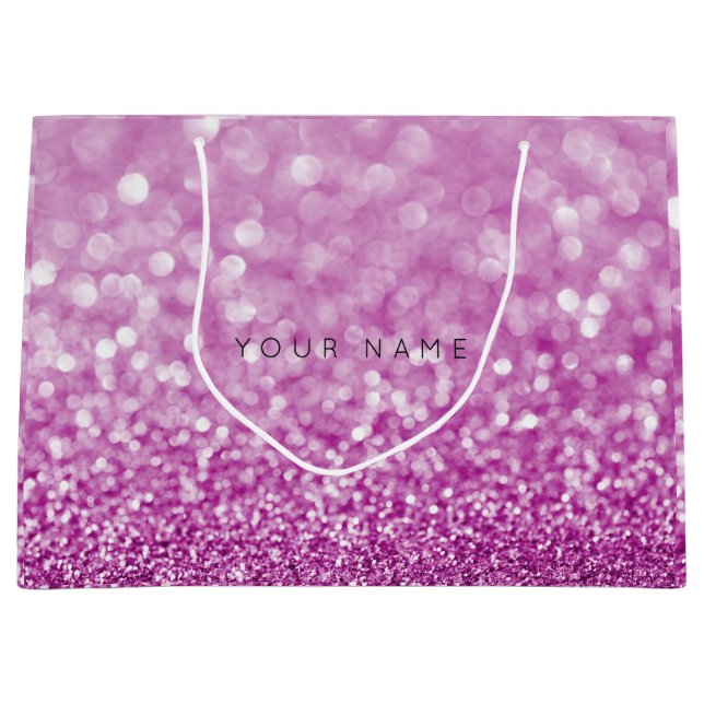 Purple Bright Pink White Glitter Favour Gift Bag (Front)