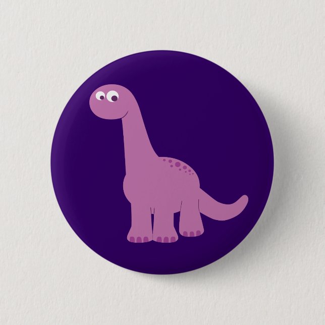 Purple Brontosaurus Dinosaur 2 Inch Round Button (Front)