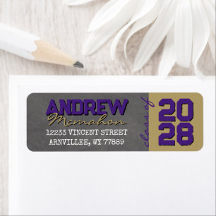 Purple Bronze Chalkboard Graduation Return Address