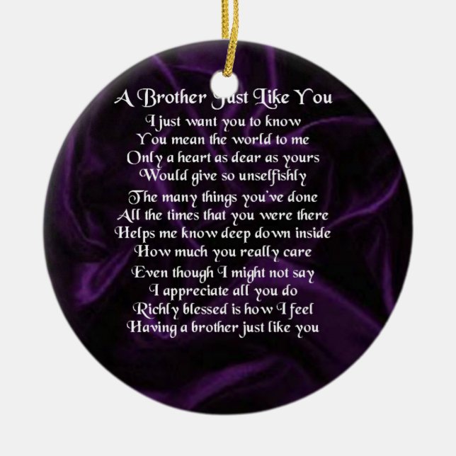 Purple  Brother  Poem Ceramic Ornament (Front)