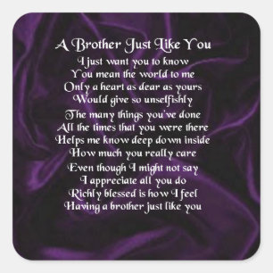 Purple Brother Poem Square Sticker