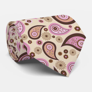 Purple brown beige elegant vintage paisley pattern tie