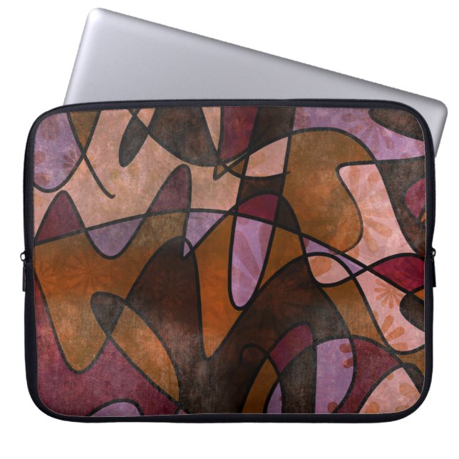 Purple, Brown, Burgundy Abstract Art, 5a Laptop Sleeve (Front)